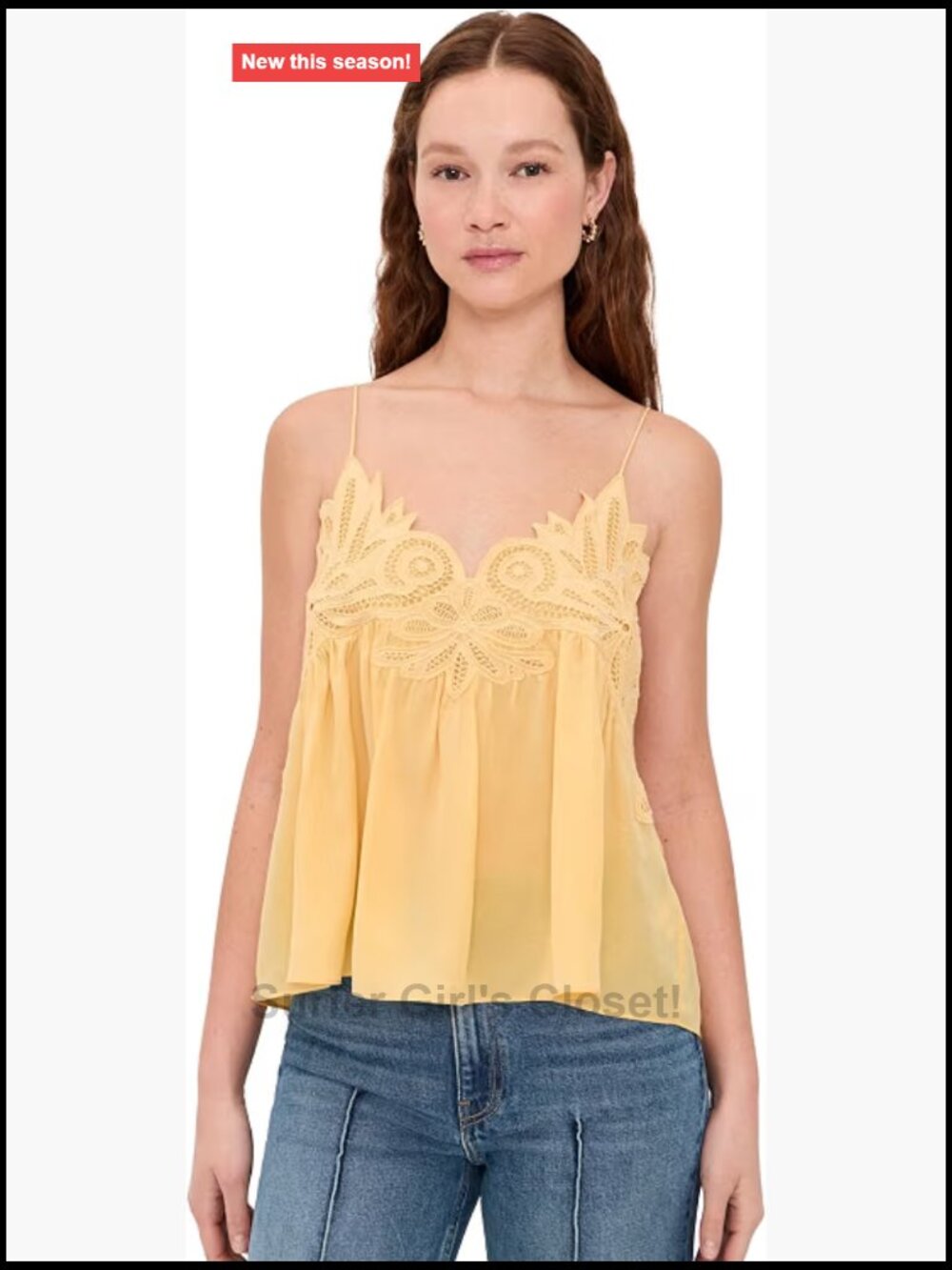 Silk Lace Applique V-Neck Tank Top Sleeveless